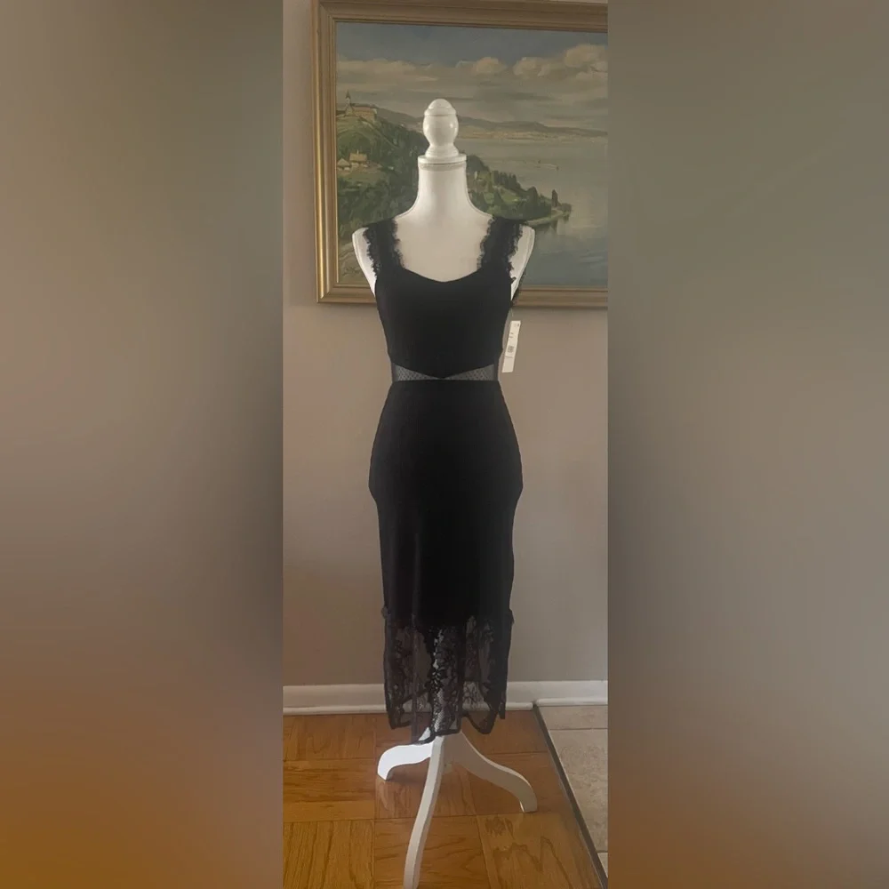 $148 French Connection Women's Black Sarelle Ottoman Lace Cocktail Dress Size 4 - Picture 3 of 15